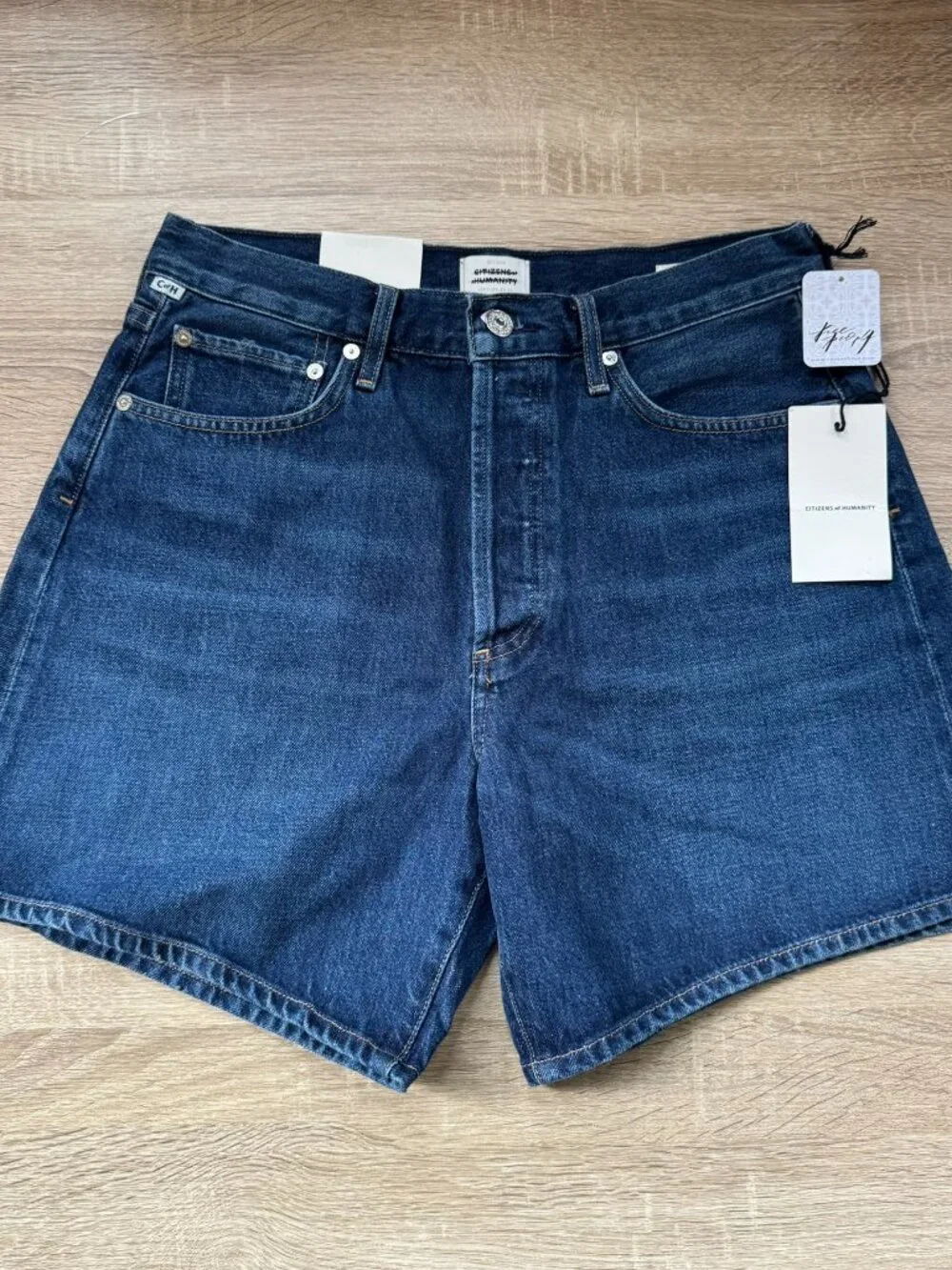 NWT Citizens of Humanity Marlow Long Vintage Jean Shorts Dark Blue 28